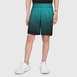 Шорты детские Бирюзово-черный дым - Хуф и Ся, цвет: 3D-принт — фото 2