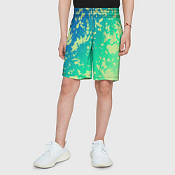 Шорты детские Градиент сине-зеленый пятна, цвет: 3D-принт — фото 2