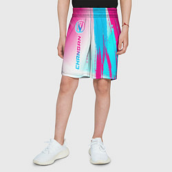 Шорты детские Changan neon gradient style: по-вертикали, цвет: 3D-принт — фото 2
