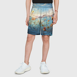 Шорты детские Рыбки выплескиваются из воды, цвет: 3D-принт — фото 2