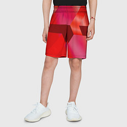 Шорты детские Красная геометрия, цвет: 3D-принт — фото 2