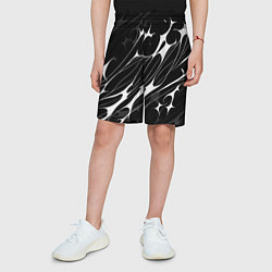 Шорты детские Белые абстрактные полосы, цвет: 3D-принт — фото 2