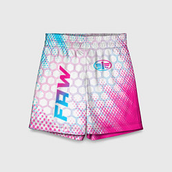 Шорты детские FAW neon gradient style: надпись, символ, цвет: 3D-принт