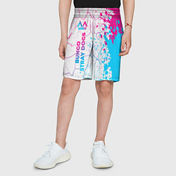 Шорты детские Bungo Stray Dogs neon gradient style: по-вертикали, цвет: 3D-принт — фото 2