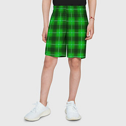 Шорты детские Шотландка ярко-зелёный, цвет: 3D-принт — фото 2