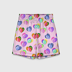 Шорты детские Цветные сердечки, цвет: 3D-принт