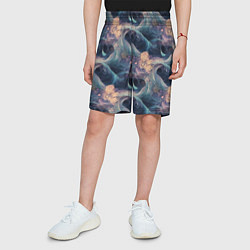 Шорты детские Волнообразная фрактальная абстракция, цвет: 3D-принт — фото 2