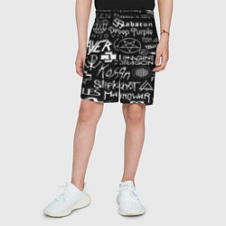 Шорты детские Логотипы рок групп металические, цвет: 3D-принт — фото 2