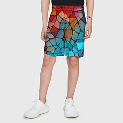 Шорты детские Красно-синяя витражная мозаика, цвет: 3D-принт — фото 2