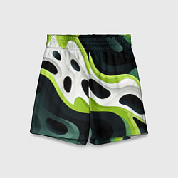 Шорты детские Белая вязкая текстура на зеленой, цвет: 3D-принт