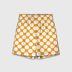 Шорты детские Жёлтый в белый крупный горошек, цвет: 3D-принт