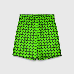 Шорты детские Зелёные лепестки шестиугольники, цвет: 3D-принт