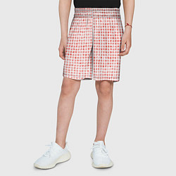 Шорты детские Паттерн маленькая красная мозаичная плитка, цвет: 3D-принт — фото 2