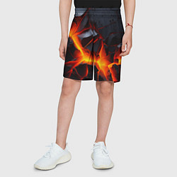 Шорты детские Камни в разломе красный свет, цвет: 3D-принт — фото 2