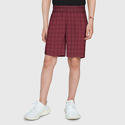 Шорты детские Тёмный красный клетчатый, цвет: 3D-принт — фото 2