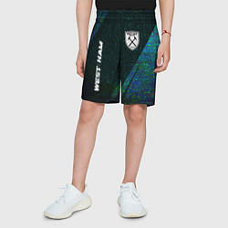 Шорты детские West Ham glitch blue, цвет: 3D-принт — фото 2
