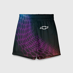 Шорты детские Chevrolet neon hexagon, цвет: 3D-принт