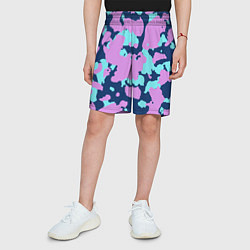 Шорты детские Паттерн с сиреневыми и голубыми пятнами, цвет: 3D-принт — фото 2