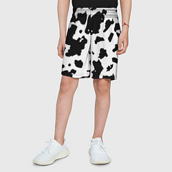 Шорты детские Черно белый коровий узор, цвет: 3D-принт — фото 2