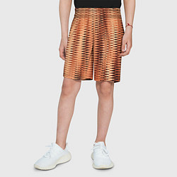 Шорты детские Коричневый абстрактные полосы, цвет: 3D-принт — фото 2