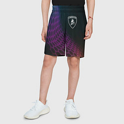 Шорты детские Lamborghini neon hexagon, цвет: 3D-принт — фото 2