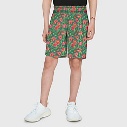 Шорты детские Тюлпаны с бабочками, цвет: 3D-принт — фото 2