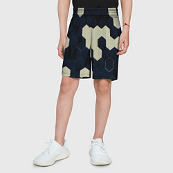 Шорты детские Соты абстракция, цвет: 3D-принт — фото 2