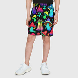 Шорты детские Биолюминесцентные кислотные грибы, цвет: 3D-принт — фото 2