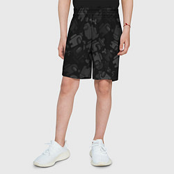 Шорты детские Among us персонажи на черном, цвет: 3D-принт — фото 2