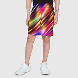 Шорты детские Неоновая абстракция линии, цвет: 3D-принт — фото 2