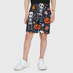 Шорты детские Скелеты с листьями, цвет: 3D-принт — фото 2