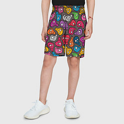 Шорты детские Забавные цветные черепа, цвет: 3D-принт — фото 2