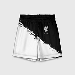 Шорты детские Liverpool fc белые краски, цвет: 3D-принт