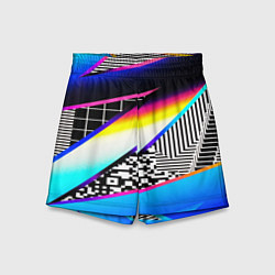 Шорты детские Neon stripes geometry, цвет: 3D-принт