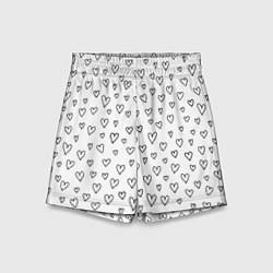 Шорты детские Черные сердечки, цвет: 3D-принт