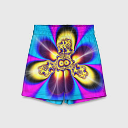 Шорты детские Фрактальный неоновый узор абстракция, цвет: 3D-принт