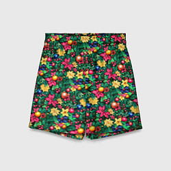 Шорты детские Ёлочные шары и остролистный падуб, цвет: 3D-принт