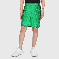Шорты детские Зелёный симбионт абстракция, цвет: 3D-принт — фото 2