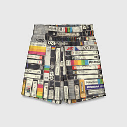 Шорты детские Видеокассеты vhs, цвет: 3D-принт