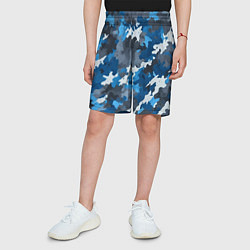 Шорты детские Синий армейский камуфляж, цвет: 3D-принт — фото 2