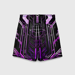 Шорты детские Purple lines on a black background, цвет: 3D-принт