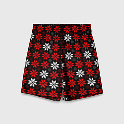 Шорты детские Red and white stars on a black background, цвет: 3D-принт