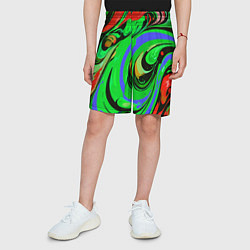 Шорты детские Красно-зелёный узор, цвет: 3D-принт — фото 2