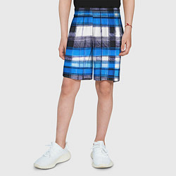 Шорты детские Чёрные полосы на сине-белом фоне, цвет: 3D-принт — фото 2