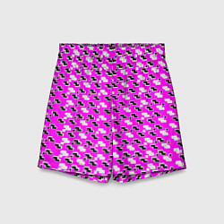Шорты детские Чёрно-белые фигуры на розовом фоне, цвет: 3D-принт