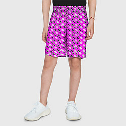 Шорты детские Чёрно-белые фигуры на розовом фоне, цвет: 3D-принт — фото 2