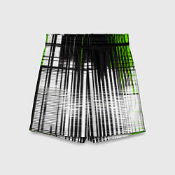 Шорты детские Зелёно-чёрный гранж на белом фоне, цвет: 3D-принт