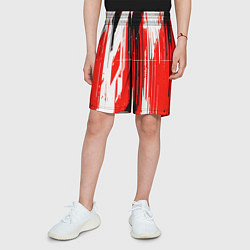 Шорты детские Вертикальные чёрно-белые линии на красном фоне, цвет: 3D-принт — фото 2