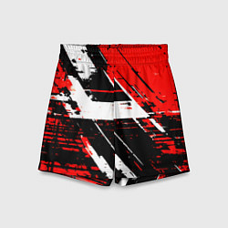 Детские шорты Diagonal black and white stripes on a red backgrou