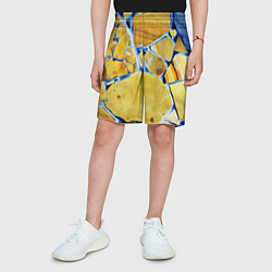 Шорты детские Жёлто-синяя абстракция, цвет: 3D-принт — фото 2